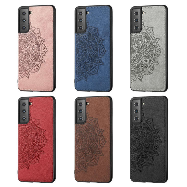 For Samsung Galaxy S21 Plus  5G Mandala Embossed Cloth Cover PC + TPU Mobile Phone Case with Magn...