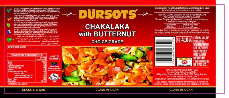 Dürsots Chakalaka With Butternut 12 x 410g