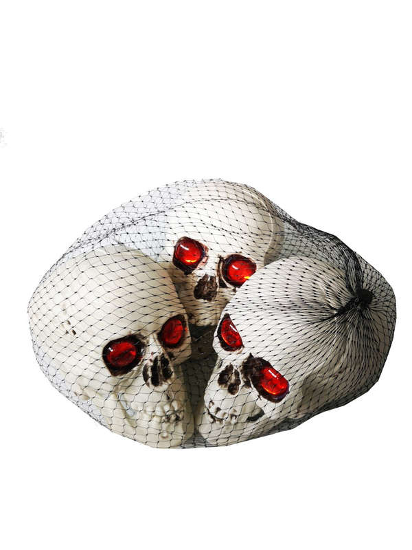 Halloween Plastic Skulls - Set Of 3 - 11 cm