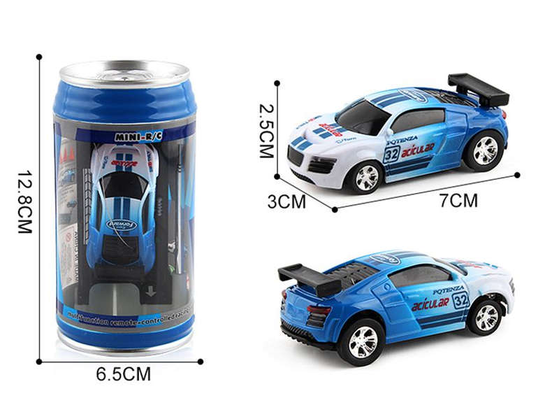 RC Cars, Mini Soda Can size, Pocket Car Toy with LED Lights