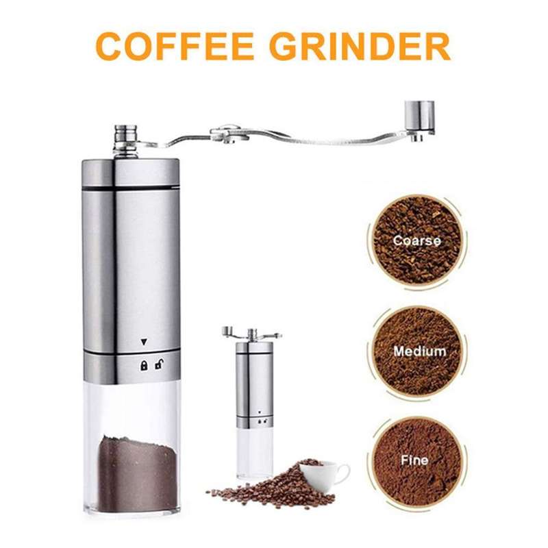Manual stainless steel Coffee Grinder With An Adjustable Grind and foldable handle