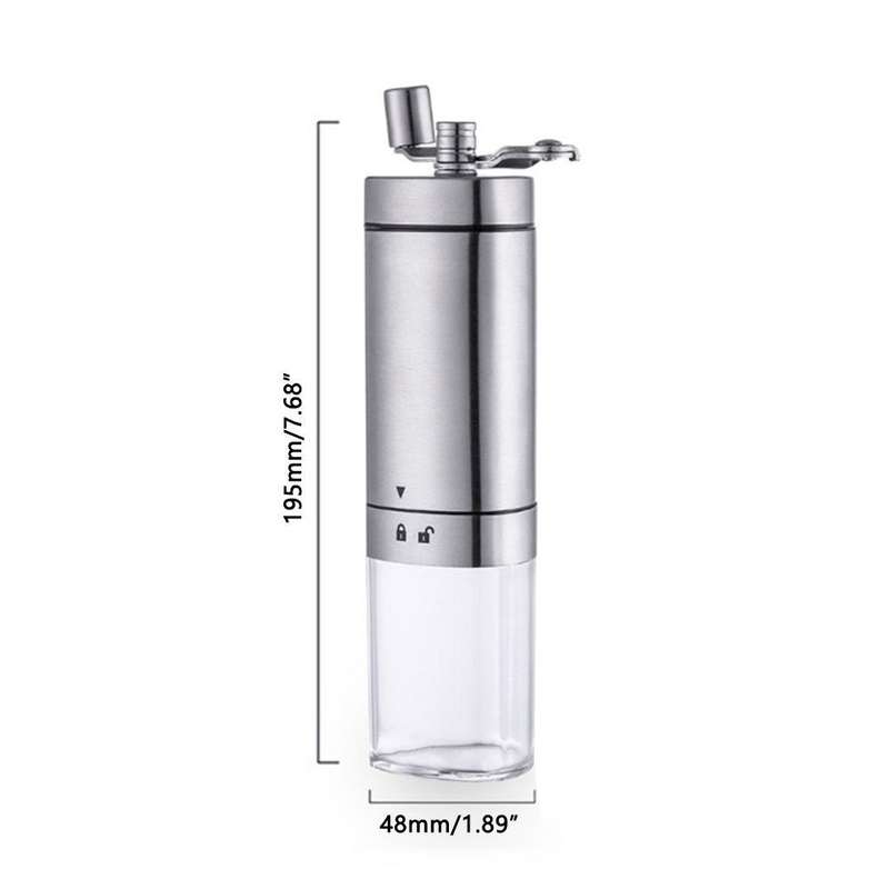 Manual stainless steel Coffee Grinder With An Adjustable Grind and foldable handle