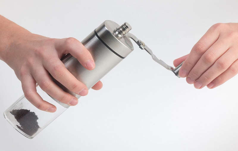 Manual stainless steel Coffee Grinder With An Adjustable Grind and foldable handle