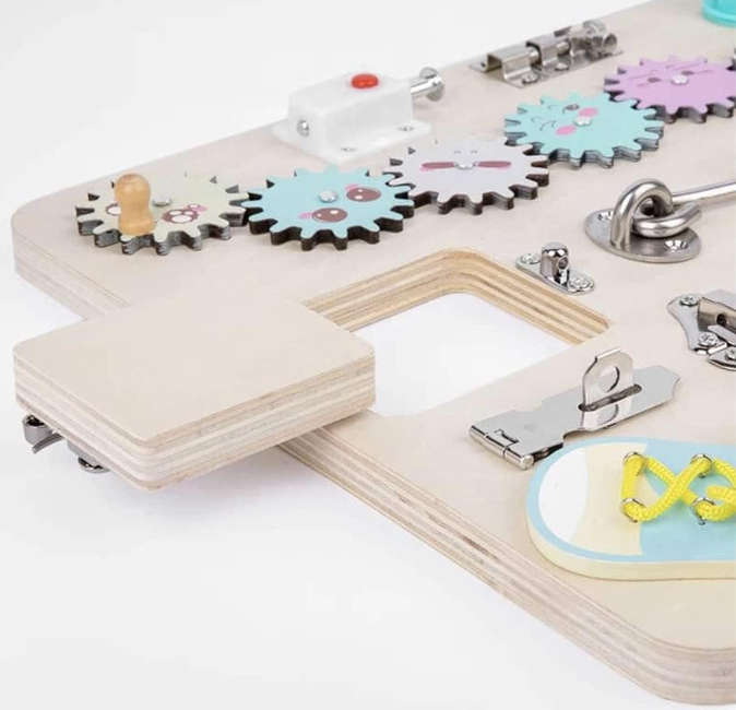 Toddler Wooden Busy Board for 1 Year Old- Montessori Board- Activity Board- Toddler Sensory- Lock...