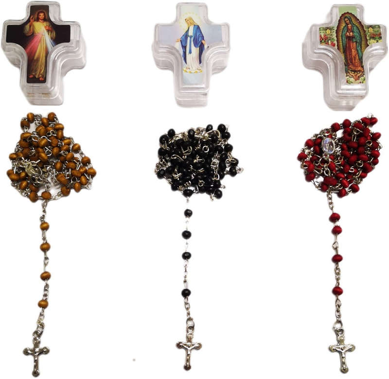 Rosary Set of 3 With Carry Container - Assorted Colours