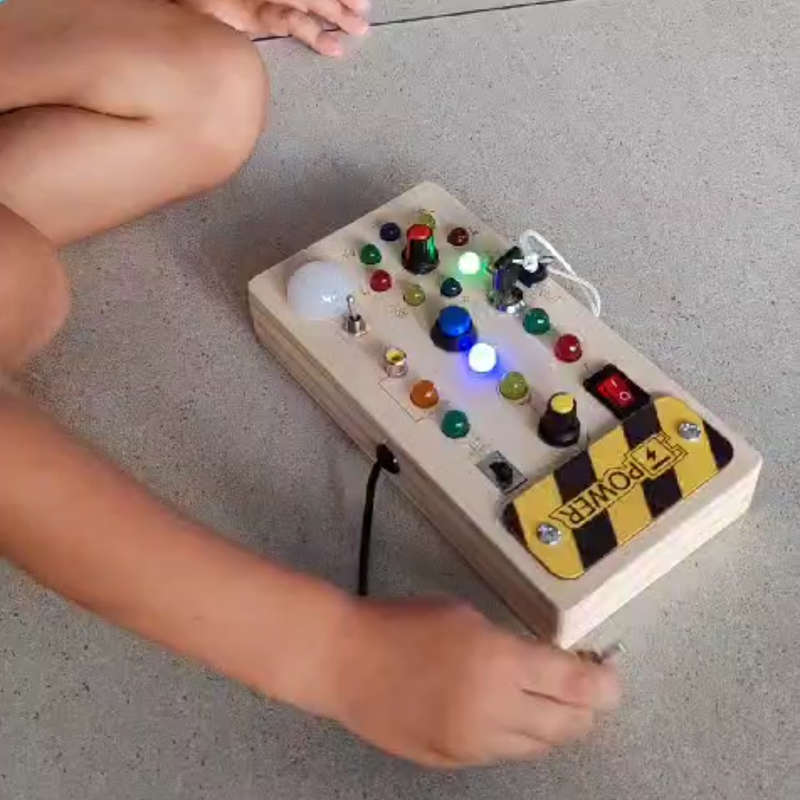 Busy Board With 8 LED Switches & 15 Lights