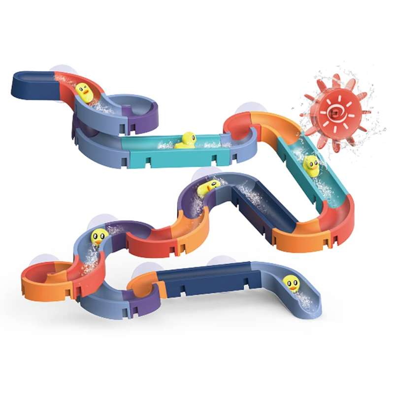 FiZZLeS Slidey 66 piece bath toy slide, Large Slide Construction Bath Toys for boys and girls