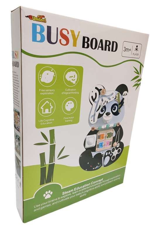 Sensory Busy Board 9 in 1 - Panda Design