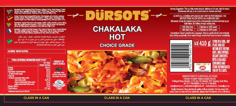Dürsots Chakalaka Hot 12 x 410g