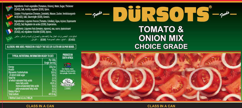 Dursots Tomato & Onion Mix - 12 x 410g