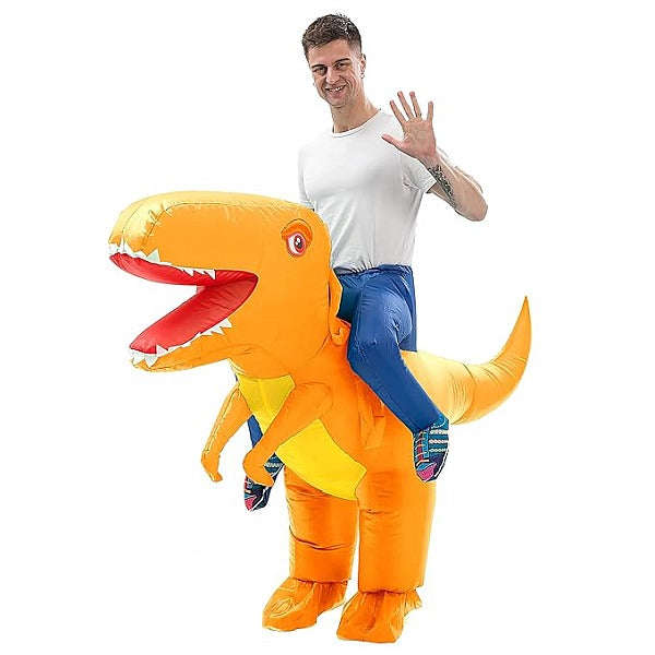 Riding A Dinosaur Suit With Automatic Battery Air Inflator For Adults