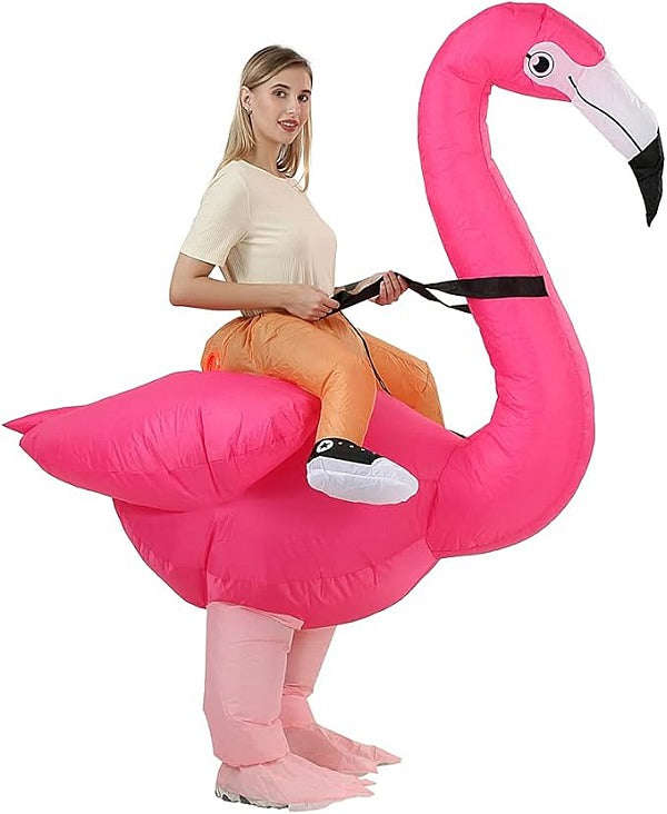 Riding a Flamingo Suit With Automatic Battery Air Inflator For Kids