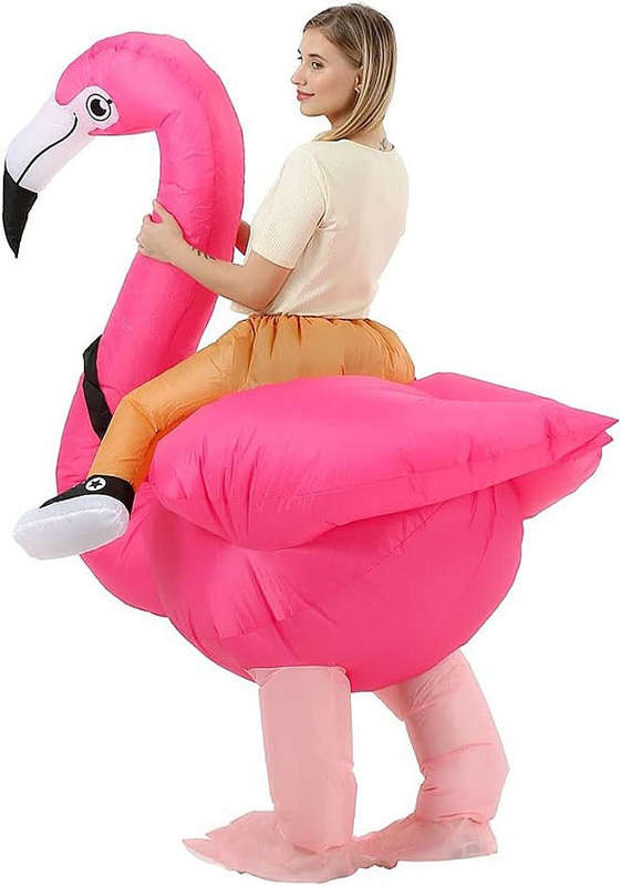 Riding a Flamingo Suit With Automatic Battery Air Inflator For Kids