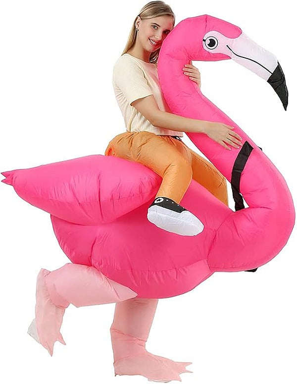Riding a Flamingo Suit With Automatic Battery Air Inflator For Kids