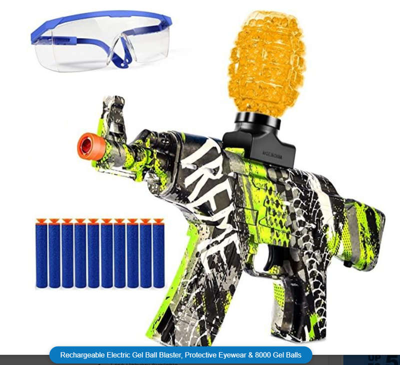Rechargeable Electric Gel Ball Blaster, Protective Eyewear & 8000 Gel Balls