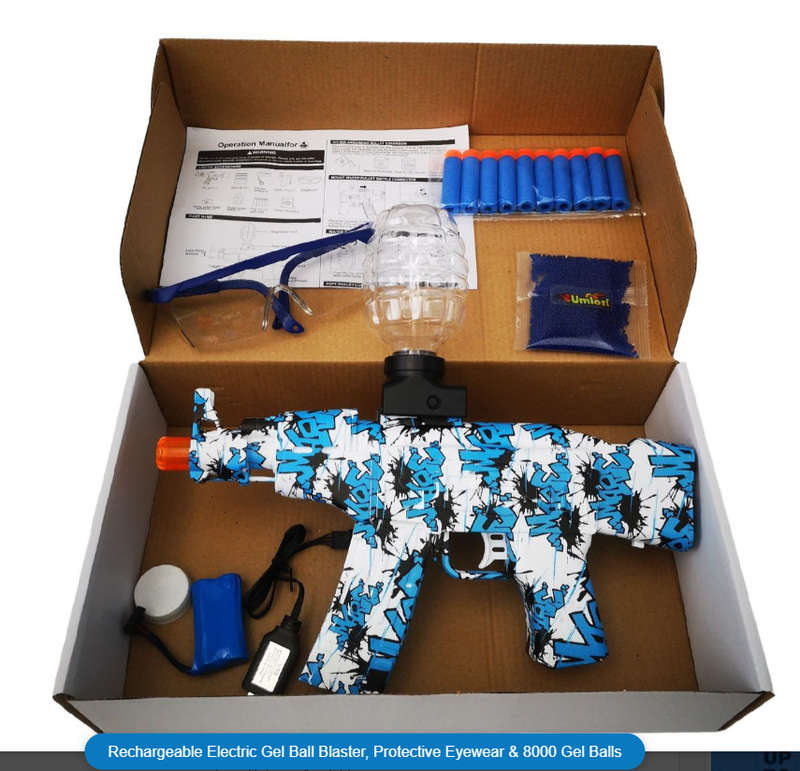 Rechargeable Electric Gel Ball Blaster, Protective Eyewear & 8000 Gel Balls