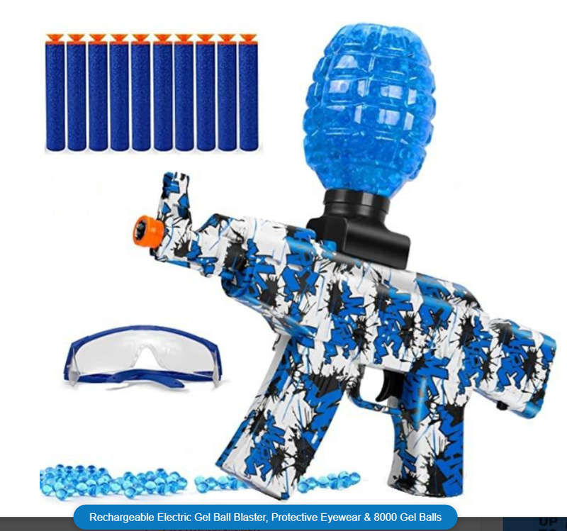 Rechargeable Electric Gel Ball Blaster, Protective Eyewear & 8000 Gel Balls
