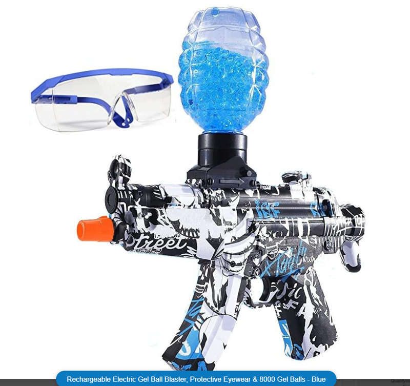 Gel Blaster, Protective Eyewear & 8000 Gel Balls - Rechargeable Electric Gel Ball Blaster