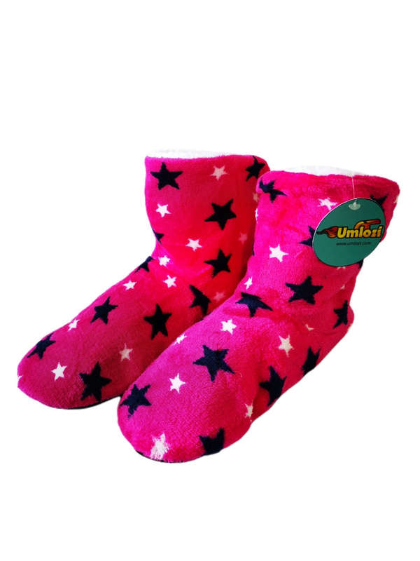Fluffy Indoor Sherpa Fleece Slipper - Check Boot Style UK 5 - UK 8