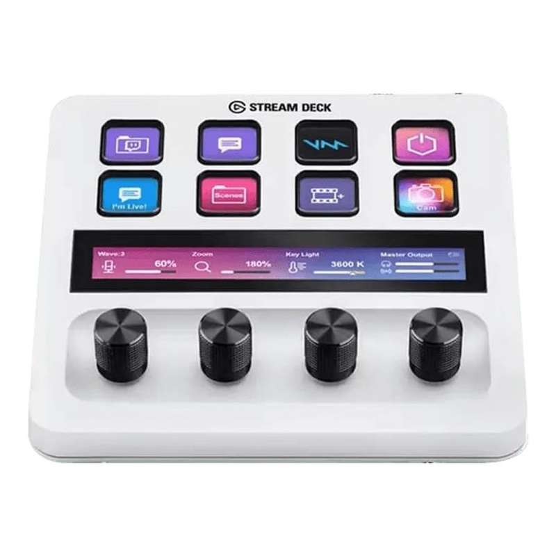 Elgato Stream Deck plus 8-Key LCD USB Studio Controller Keyboard - White 10GBD9911