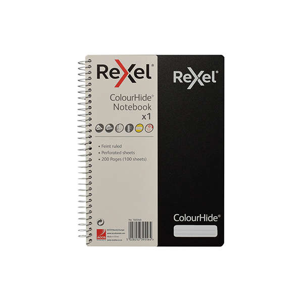 Rexel ColourHide A5 Notebook - Black 165040