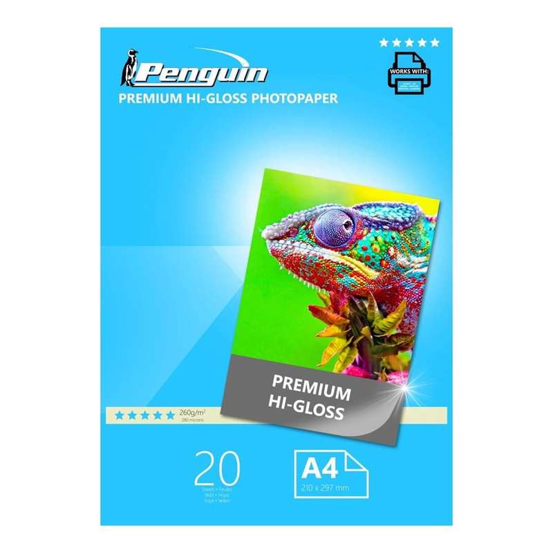 Penguin Inkjet A4 Premium Gloss Photo Paper 260g 20-sheets 17402025
