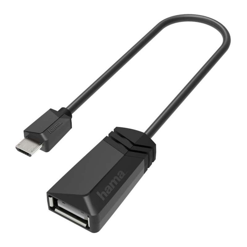 Hama Micro-USB Male to Type-A Female Socket OTG Adapter Black 200308