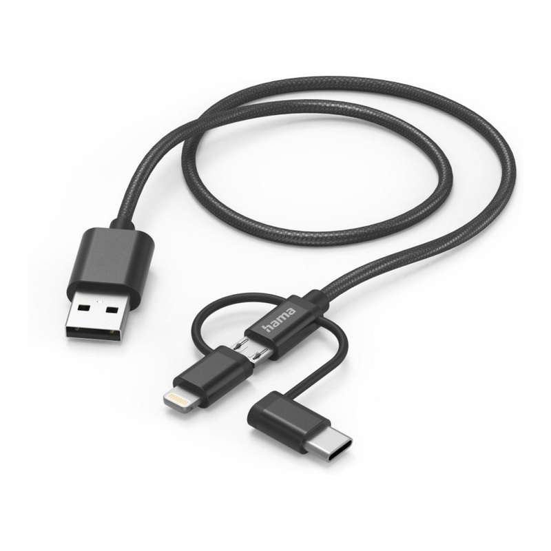 Hama 3-in-1 Multi Charging Cable 1.5m Black 201536