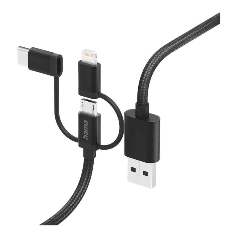 Hama 3-in-1 Multi Charging Cable 1.5m Black 201536