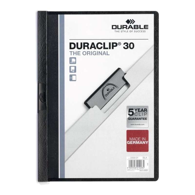 Durable DURACLIP A4 30-sheet Metal Clip File Folder 25-pack Black 220001