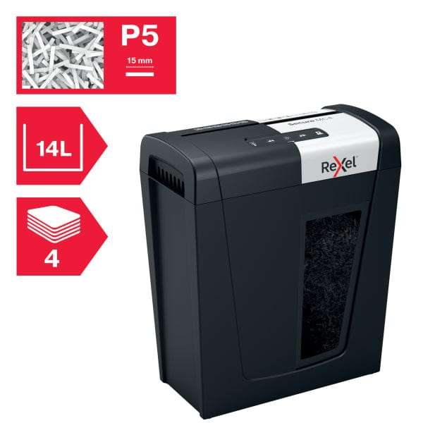 Rexel Secure MC4 Whisper-Shred Micro Cut P5 Paper Shredder 301029