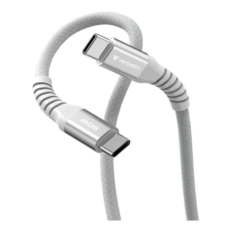 Verbatim 1.2m USB-C to USB-C 60W Sync and Charge Magnetic Cable Grey 38150