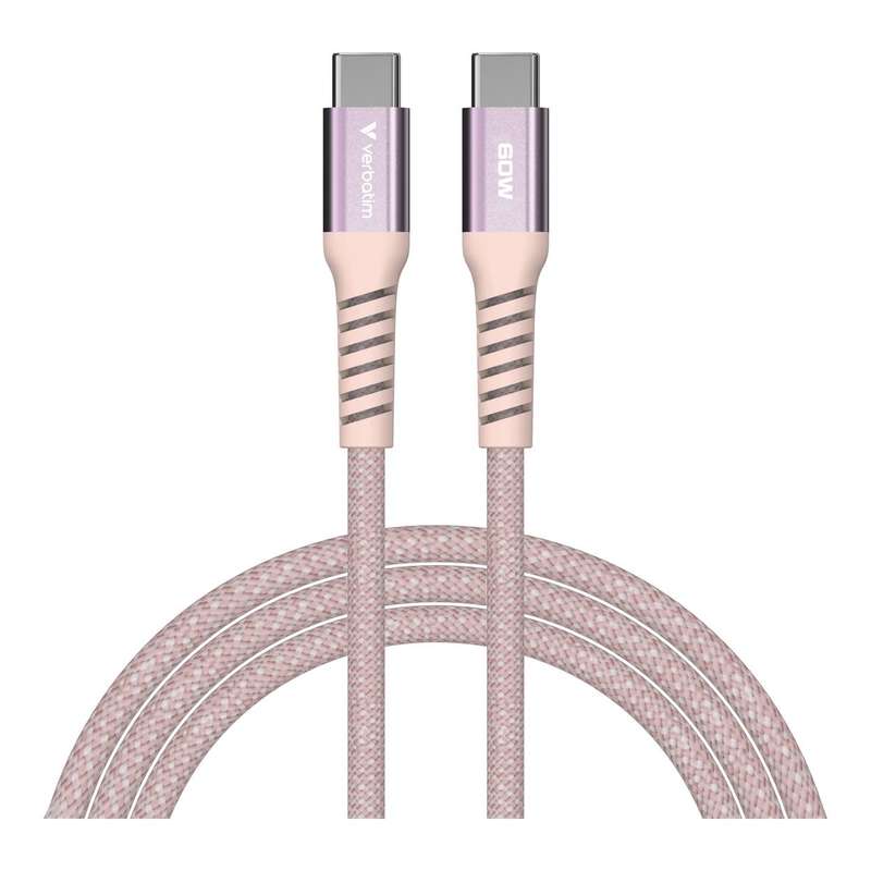 Verbatim 1.2m USB-C to USB-C 60W Sync and Charge Magnetic Cable Pink 31853