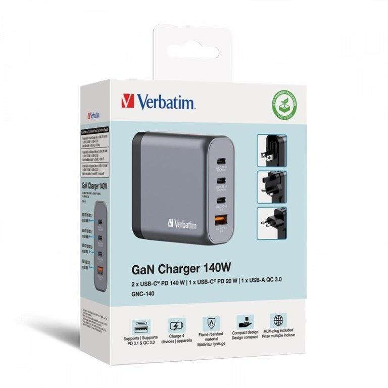 Verbatim 140W 4-in-1 GaN Wall Charger 32203