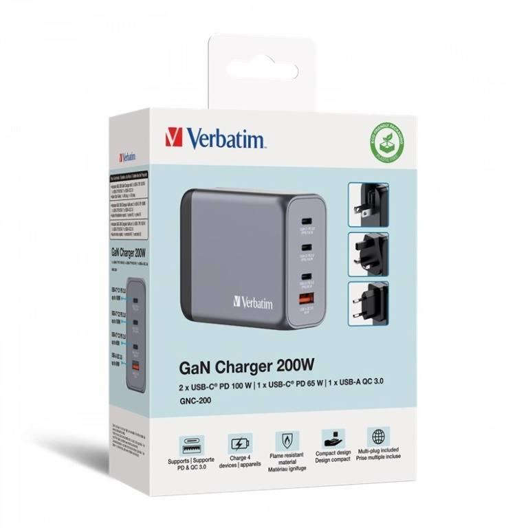 Verbatim 200W 4-in-1 GaN Wall Charger 32204