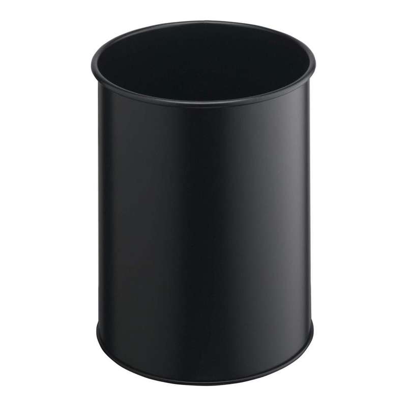 Durable 15L Metal Waste Basket Black 330101