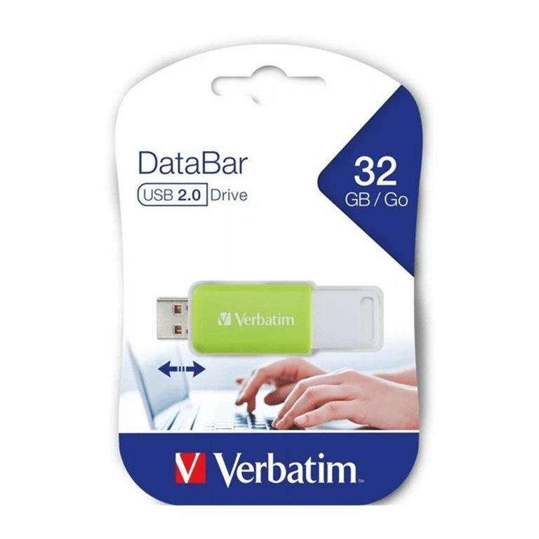 Verbatim DataBar 32GB USB 2.0 Type-A Flash Drive Green 49454