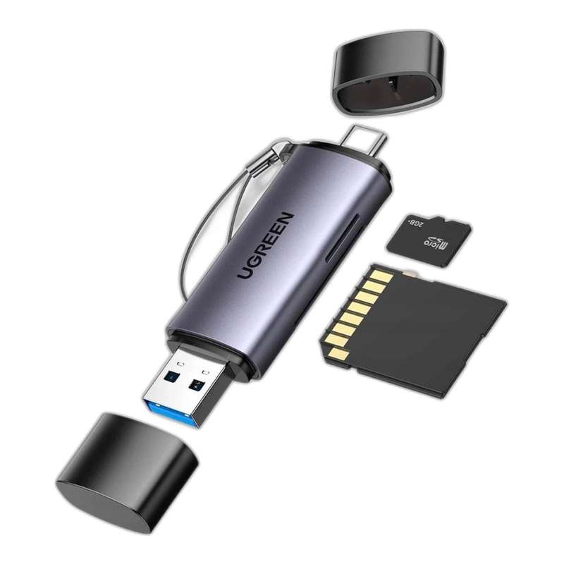 Ugreen SD Micro SD Card Reader for USB-A and USB Type-C Gray 50706