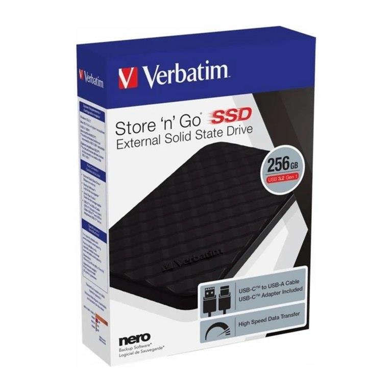 Verbatim Store n Go 256GB USB 3.2 Gen 1 Portable External SSD 53249