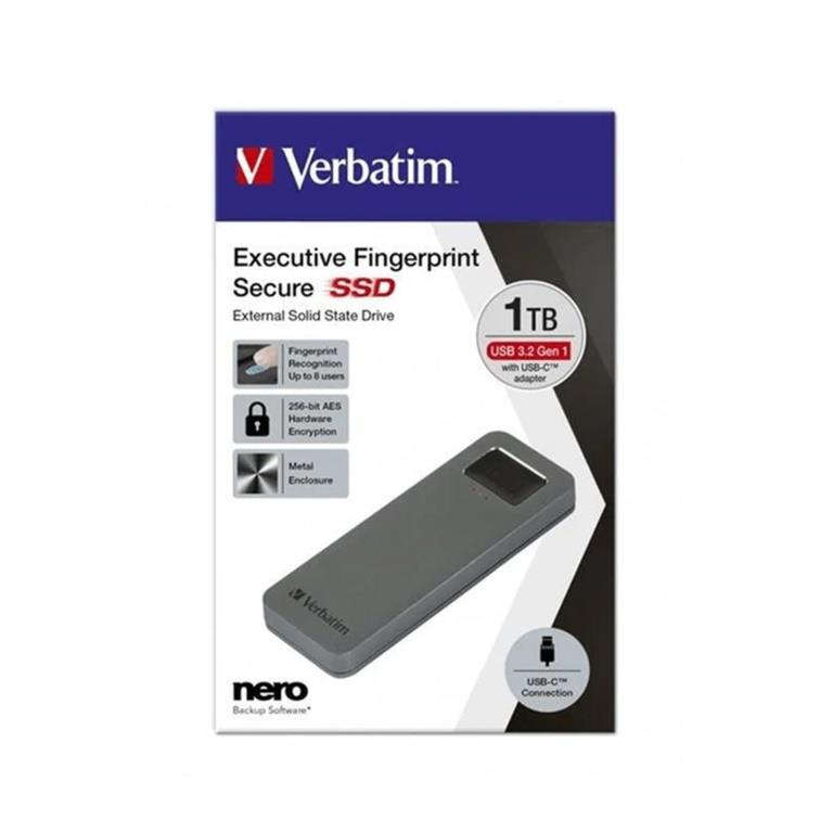 Verbatim Executive Fingerprint Secure 1TB USB-C External SSD 53657