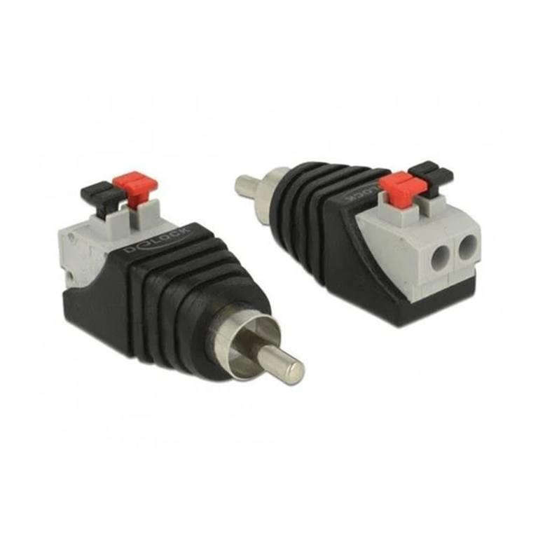 Delock RCA Male to 2-pin Push Button Terminal Block Adapter 65566