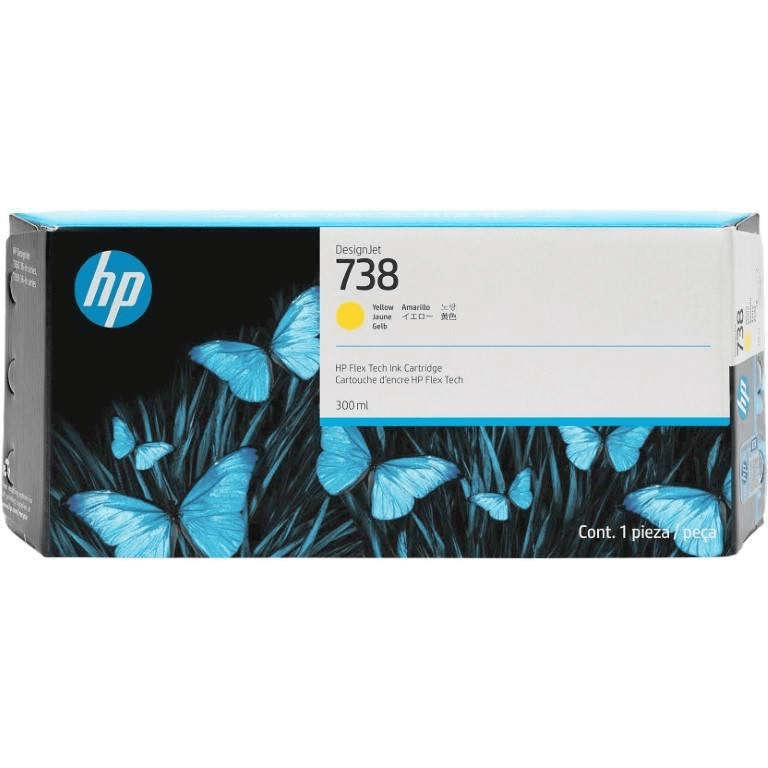 HP DesignJet 738M 300-ml Yellow Printer Ink Cartridge Original 676N1A Single-pack