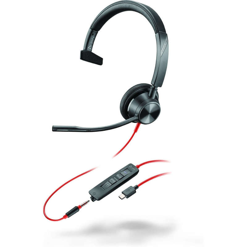 Poly Blackwire 3315 Monaural Microsoft Teams Certified USB-C Headset 8X218AA