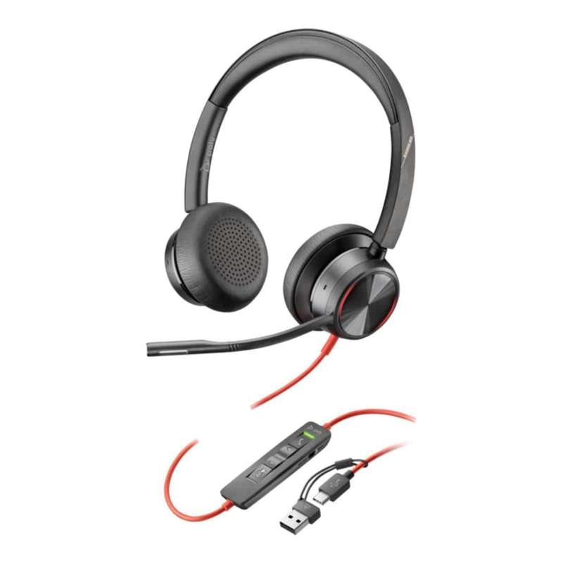 Poly Blackwire 8225 Wired Stereo Headset Black 8X223AA