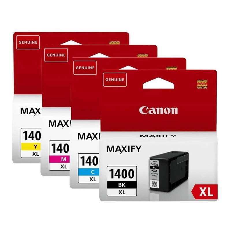 Canon PGI-1400XL Black, Cyan, Magenta, Yellow High Yield Printer Ink Cartridges Original 9185B004...