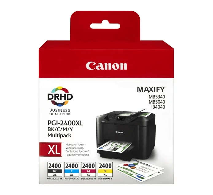 Canon PGI-2400XL Black, Cyan, Magenta, Yellow High Yield Printer Ink Cartridges Original 9257B004...