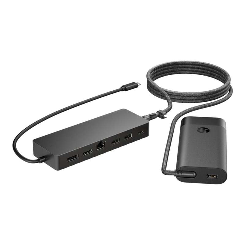 HP 7-in-1 to Type-C USB Hub with Notebook Charger Bundle 9H0H9AA
