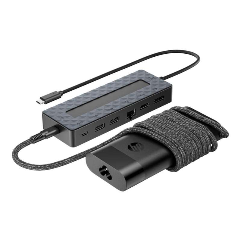 HP 7-in-1 to Type-C USB Hub with Notebook Charger Bundle 9H0H9AA