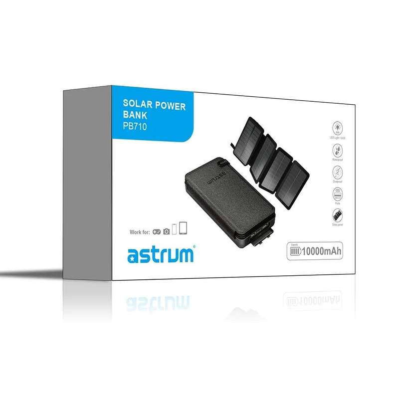 Astrum PB710 10000mAh 2.1A Solar Power Bank - 4 Panels A91571-B