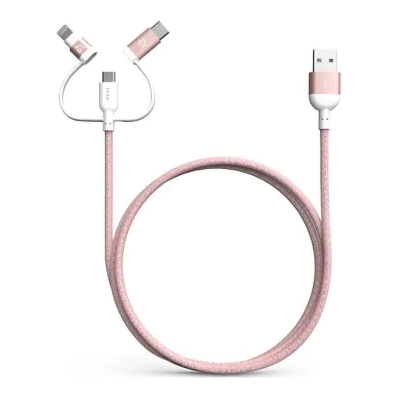 Adam Elements PeAk II Trio 3-in-1 USB to Lightning Cable 1.2m Pink Gold ACBAD120TMBRPRG